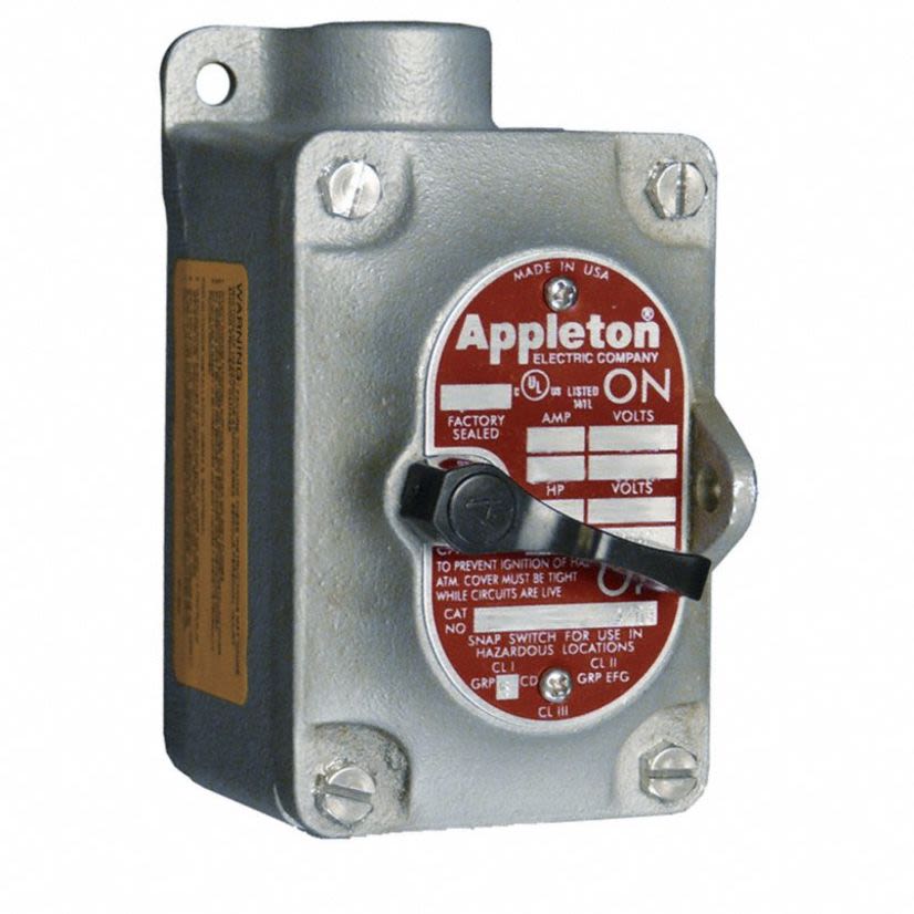 Appleton UNILETS EDS175-F3W3 1-Gang 3-Way Dead End Explosionproof Tumbler Switch, 120 to 277 V AC, 30 A, NEMA 7BCD/9EFG NEMA Rating